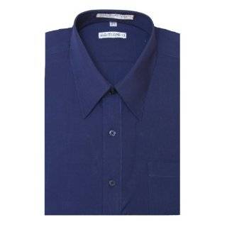  Mens NAVY BLUE Dress Shirt w/ Convertible Cuffs Clothing