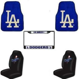 MLB Los Angeles Dodgers 5 PC Auto Accessories Combo Kit   Carpet Fan 