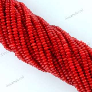 2X4MM FIRE RED SEA CORAL ABACUS LOOSE BEADS FINDINGS 1 STRAND  