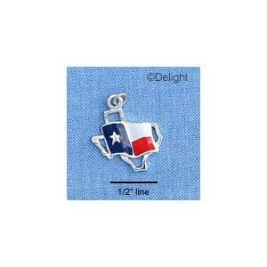  C1434 tlf   Texas Outline with Flag   Im. Rhodium Plated 