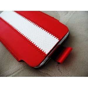 Retro Style RED Faux Leather Pouch Case Cover for iPhone 2 3g 3gs 4 