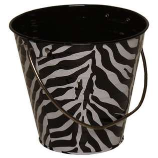 JAM Paper Black and White Zebra Small Colorful Metal Pail Buckets   36 