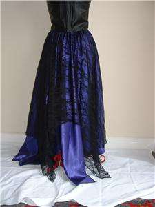 LONG RAGGEY PURPLE AND BLACK LACE GOTH CHICK MAXI SKIRT  
