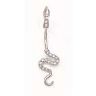 JewelryWeb 14k White CZ Snake Belly Ring