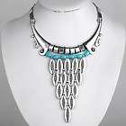 Tibet silver turquoise oval handcrafte​d collar necklace