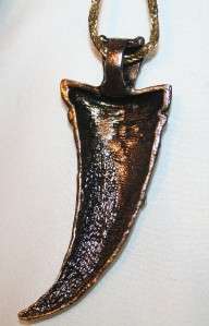 Handsome Large Black Enamel Rhinestone Italian Horn Pendant Necklace 
