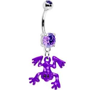 Purple Gem Leaping Frog Belly Ring Jewelry