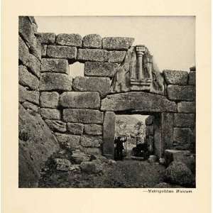  1939 Halftone Print Mycenae Lion Gate Monolithic Ruins 