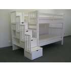 Bedz King Bunk Bed Tall Twin over Twin Stairway in White
