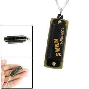   Silver Tone Metal Chain Necklace Style Black Harmonica Toys & Games