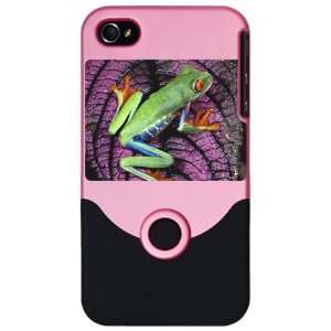  iPhone 4 or 4S Slider Case Pink Red Eyed Tree Frog on 