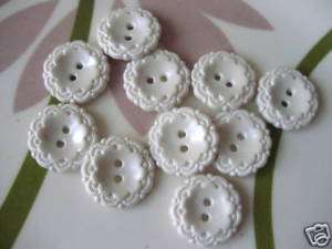 36 Button vintage Round Flower Edge Sewing Pearl 1/2  