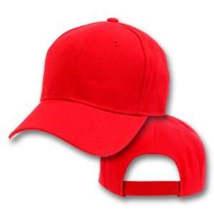    Red Plain Adjustable Velcro Baseball Cap Hat