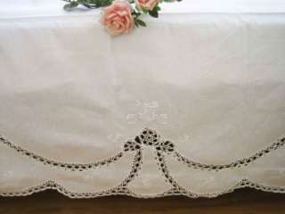 Hand Tatting Lace Flower Embroidery Cotton 3 Pieces Bed Set White 
