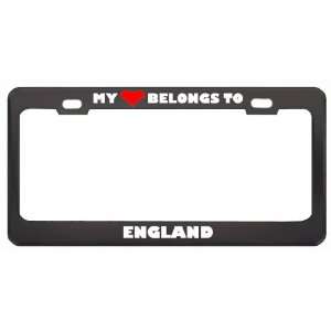 My Heart Belongs To England Country Flag Metal License Plate Frame 