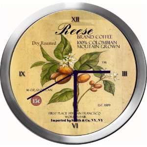  REESE 14 Inch Coffee Metal Clock Quartz Movement Kitchen 