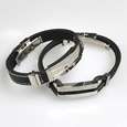   Stainless Steel Rubber Bracelet Cuff Wristband Fashion Gift New  