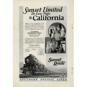 Sunset Limited De Luxe Train to California.  1927 SOUTHERN 
