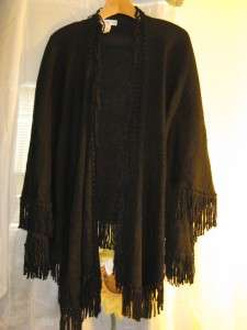 ladies womens fall winter spring knit Wrap Shawl cape ruana jacket M 