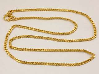 24K Solid Gold Flat Cuban Link Chain Necklace 22 18.3 9999  