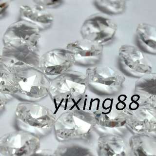 holes clear 14mm octagon beads crystal chandelier lamp parts prism 
