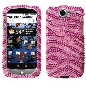 Pink Zebra Skin Diamante Crystal Protector Phone Cover for HTC Google 