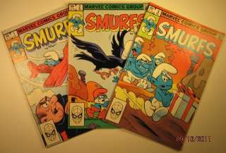   AGE 1982 SMURFS 3 COMIC LOT ISSUE #s 1   2   3 MARVEL COMICS  