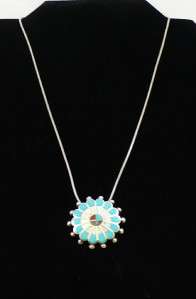 Sterling Silver ZUNI Pin Pendant Necklace Sun God Signed Victoria 