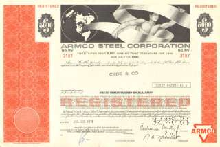   Steel Corporation  $5,000 Ohio bond certificate stock share  