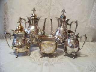   Victorian Aesthetic Silver Plate Figural Footed Tea/Coffee Set Service