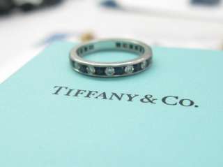 Fine Tiffany & Co Diamond and Sapphire Ring Plat  