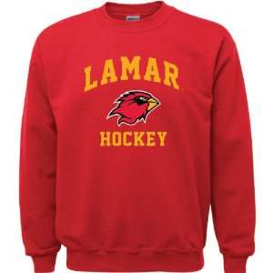  Lamar Cardinals Red Youth Hockey Arch Crewneck Sweatshirt 