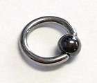 Steel Hematite Bead Captive Tragus Rook Daith Ring Hoop 16g 16 gauge 