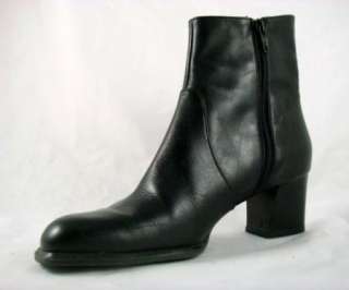 Vintage Sudini Black Italian Side Zip Leather Womens Ankle Boots Size 