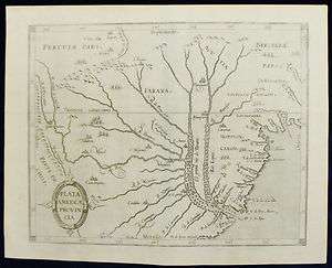  DE LA PLATA c1597 WYTFLIET, EARLIEST MAP OF THE REGION, BUENOS AIRES 