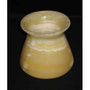  Alabaster Wide Mouth Vase or Votive   4 inches tall