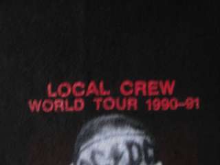   Local Crew 1990 1991 World Tour T shirt Unworn Concert XL Angus  