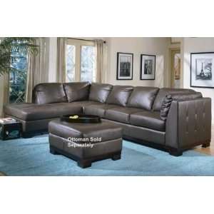   Tufton Contemporary 100% Brown Leather Sectional Sofa