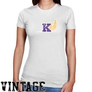 Knox College Prairie Fire Ladies White Distressed Logo Vintage Slim 