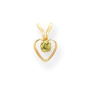  14k 3mm Peridot Heart Birthstone Necklace Jewelry
