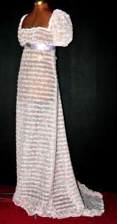   Regency Wedding empire cut PINK lace costume Dress gown sz S L  