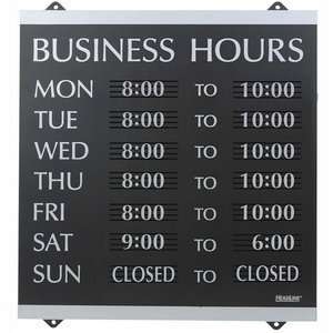  Business Hours Sign,w/176 3/4 Characters,14x13,SR/BK 