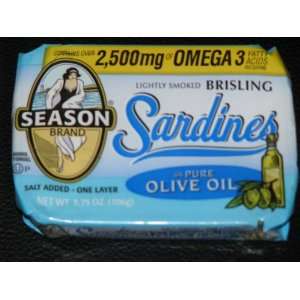 Season Brand Lightly Smoked Brisling Sardines in Pure Olive Oil (3.75 