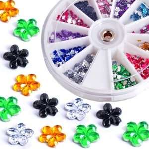  1200X Nail Art Tips Glitter Rhinestone Decoration+Wheel 
