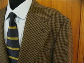 Evan Picone Mens Classic Brown Houndstooth Blazer Sport Coat Suit 