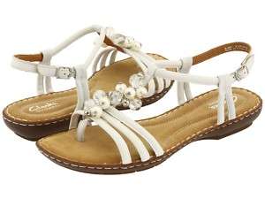 Womens Clarks Brisk Bangle White Leather Sandal  