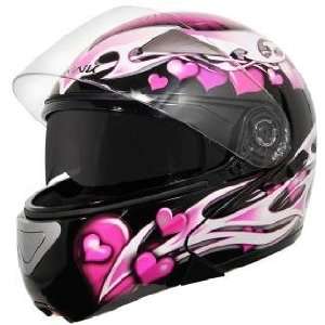  Hawk GLD 909 Pink Purple Hearts Modular Helmet Sz M 