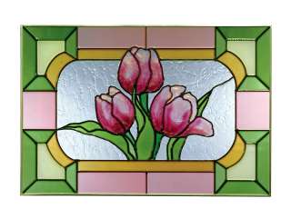 14x20 Stained Glass TULIPS Floral Suncatcher Panel  