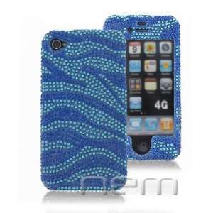  Iphone 4 Diamond Crystal Hard Case Zebra Blue Everything 