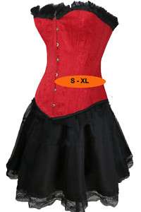 RED W/ FUR CORSET W/ GOTHIC SKIRT SMALL   PLUS SIZE 6XL  
